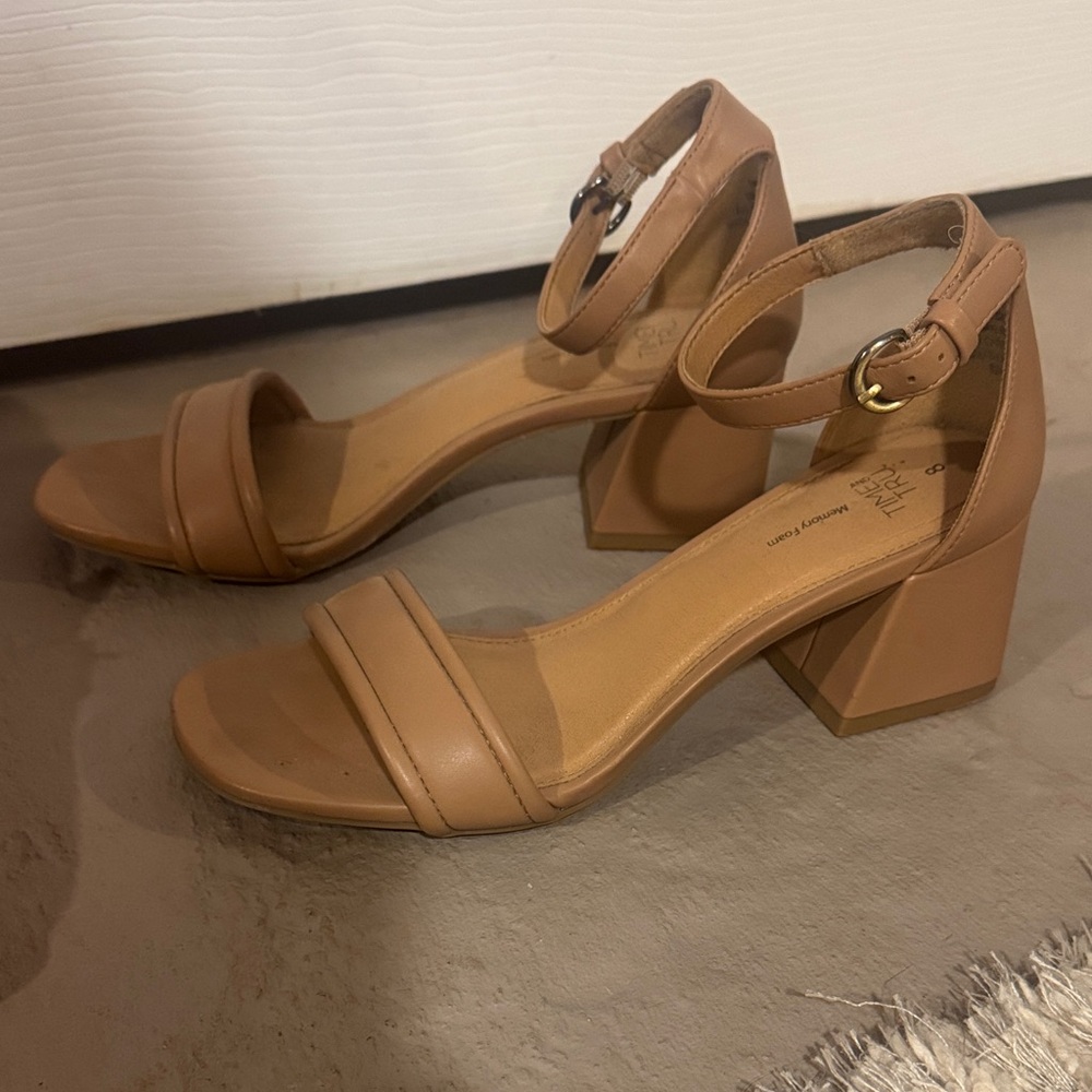 Time and Tru Tan Ankle-Strap Block Heel Sandals